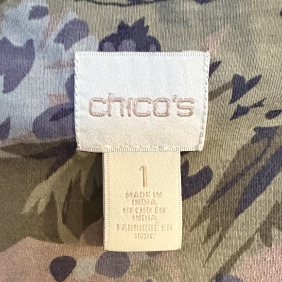 Chico's Short Sleeve Floral Top with gem embellishments - Picture 2 of 10